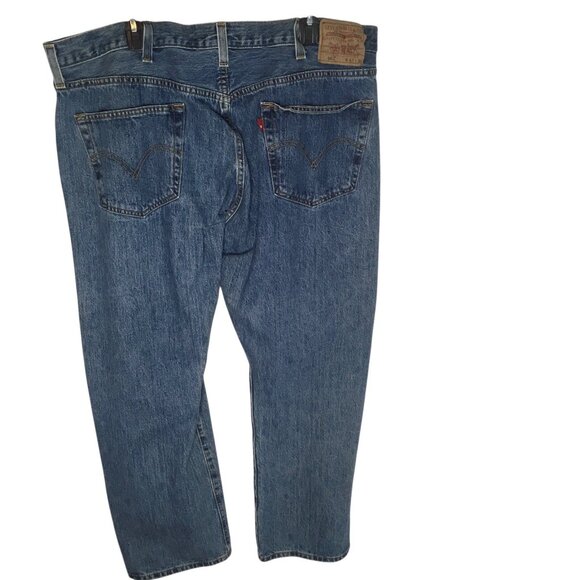 Levis 501 Jeans Mens 42x30 Blue Denim Straight Leg Button Fly Classic Fit - Picture 8 of 16